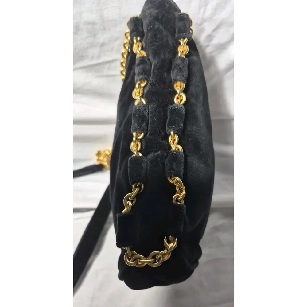 DONNA‎ KARAN BLACK GOLD CHAIN EVENING BAG PURSE VINTAGE